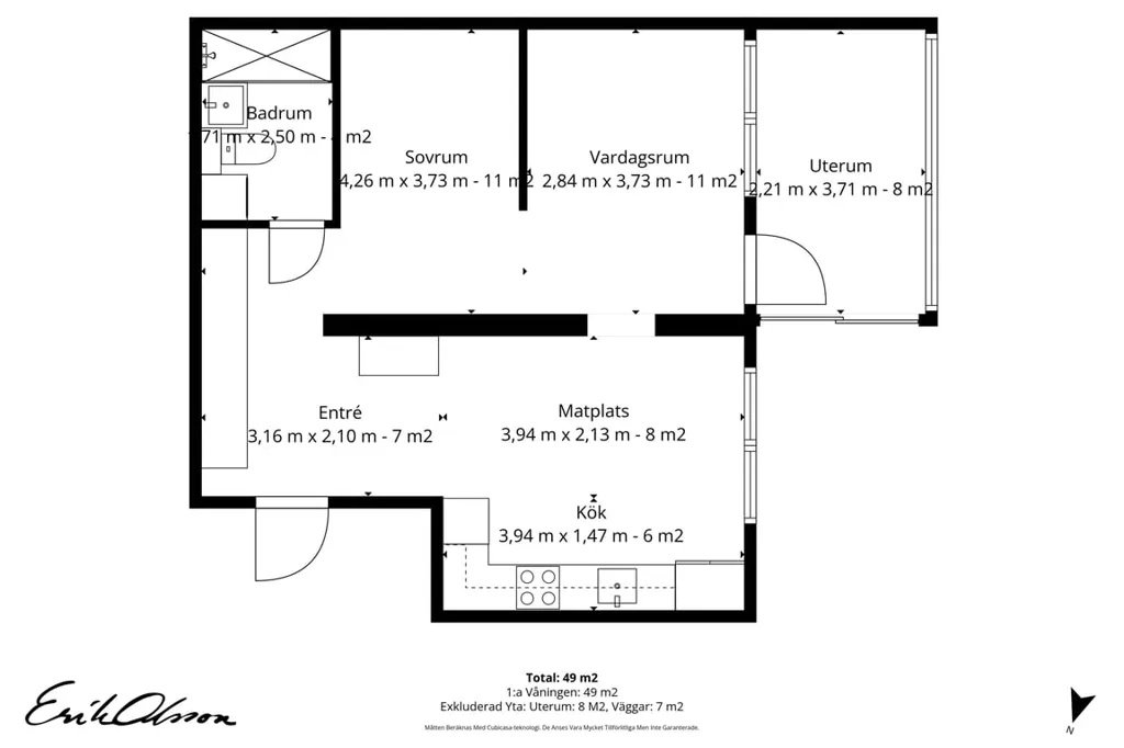 Plan - Modernised Flat with Glass Balcony in Sundsvall