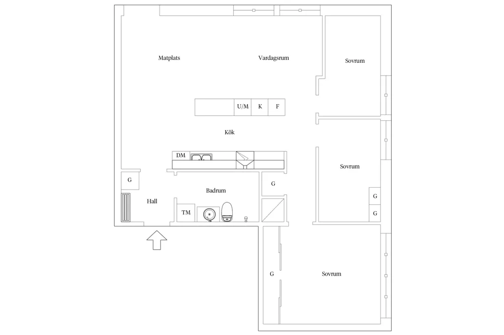 Plaan - Spacious 4-Bedroom Flat with Corner Location in Södermalm