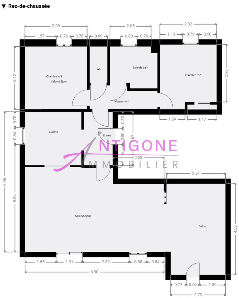 Floor Plan - T3 Apartment with Terrace in Sanary Centre