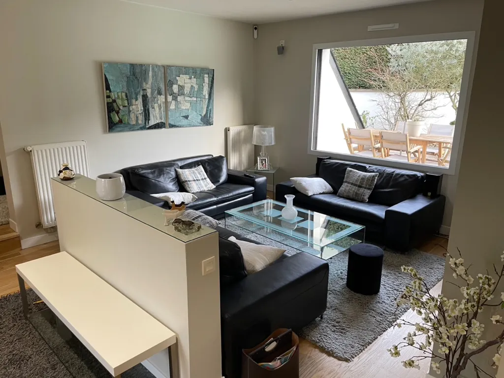 Living Room - Architectural House with Pool in Bruz