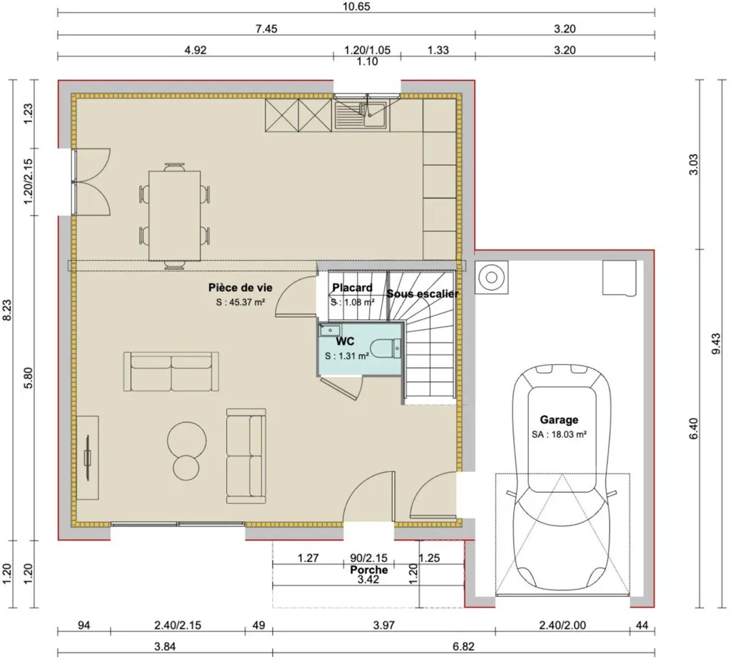 Plaan - New 4-Piece House with Garage in Chalain-le-Comtal