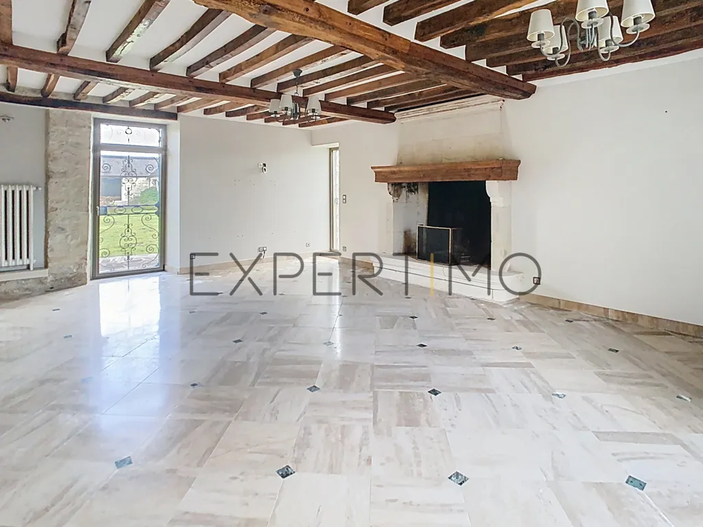 Living Room - Renovated Stone House with Workshop in Noyers-Bocage