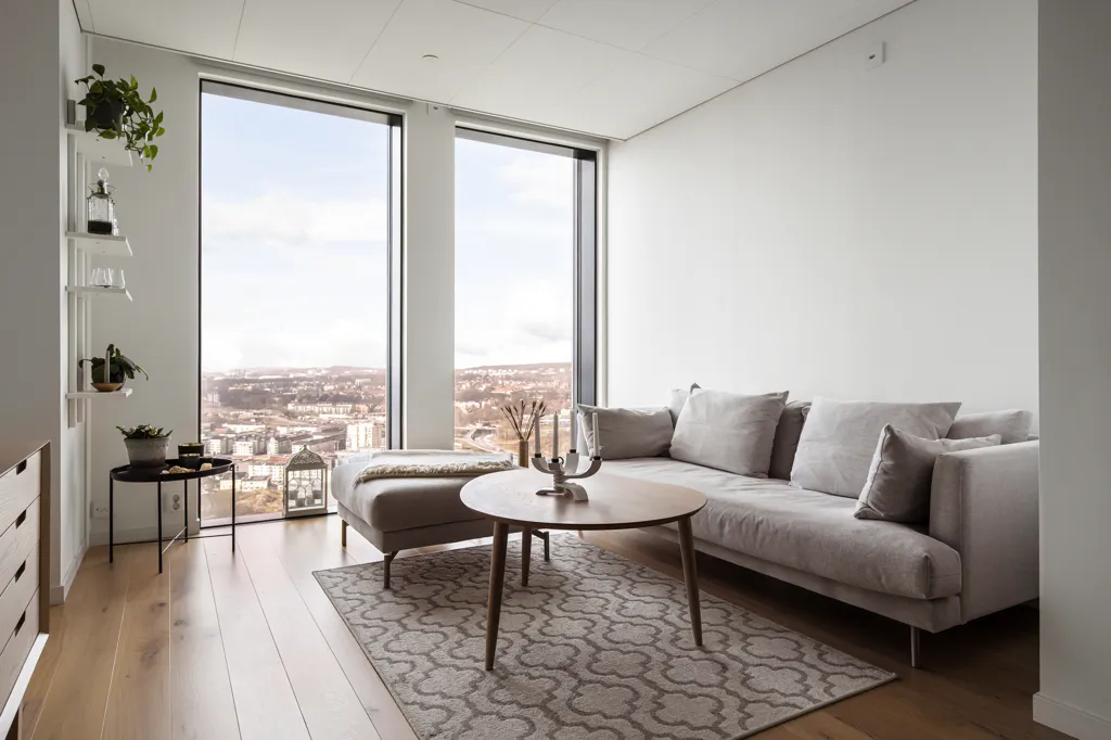Living Room - Apartment with City View in Gothenburg