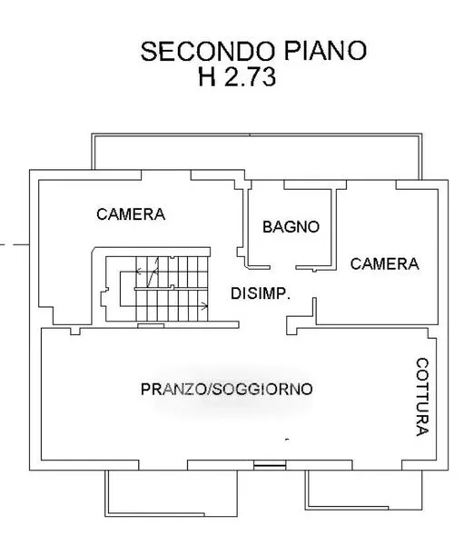 Plan - Rustic Trilocale with Balcony in Sorisole