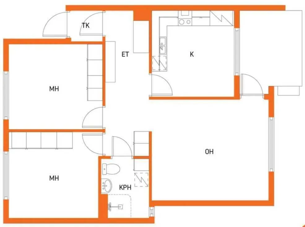 Planimetria - 3-Bedroom Apartment with Sauna in Iisalmi