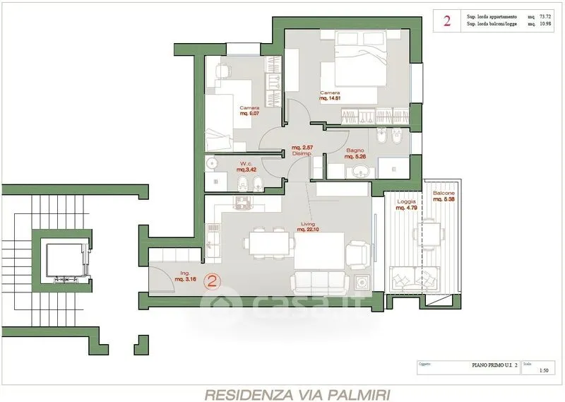 Triplex with Balcony in Rimini