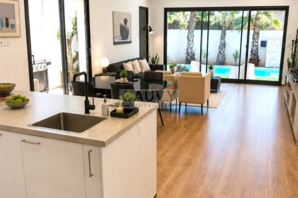 Cuisine - Villa Contemporaine Neuve avec Piscine à Vias