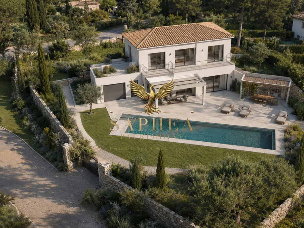 Vue aérienne - Villa Contemporaine avec Piscine à La Cadière-d'Azur