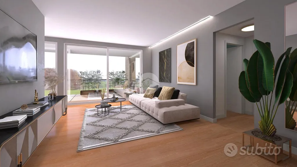 Living Room - Quadruplex with Private Balcony in Montechiarugolo