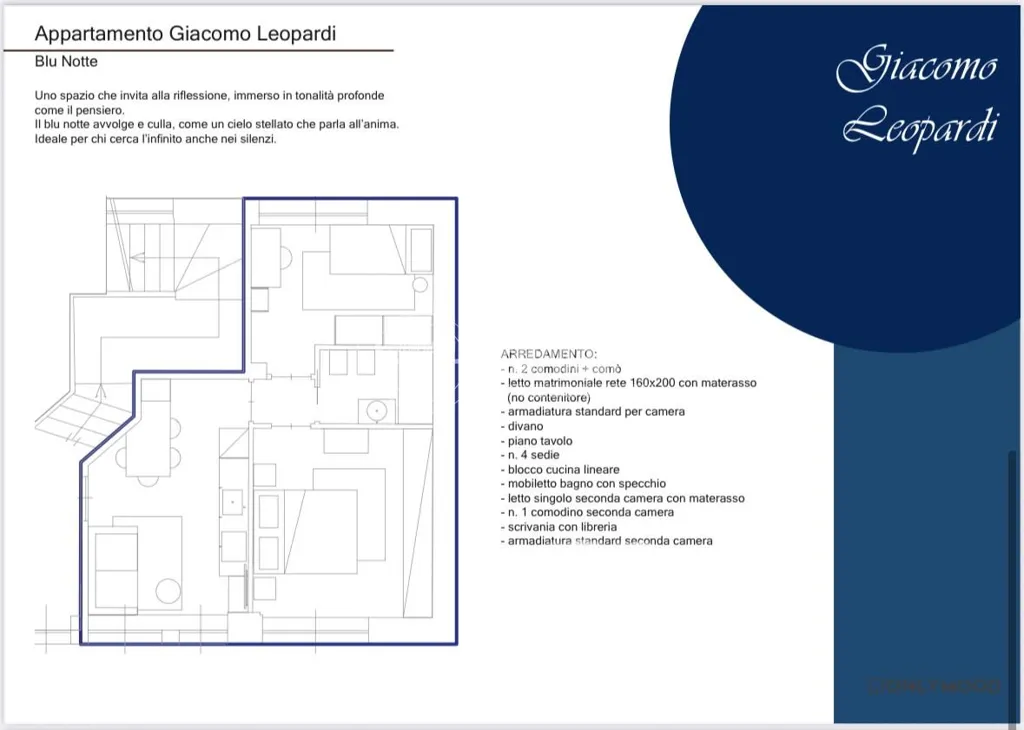 Plan - Rustic-Style Apartment with Poet's Theme in Turin