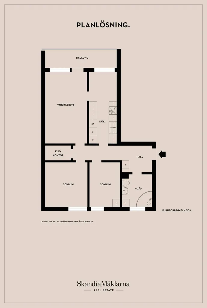Plan - Apartment with South Balcony in Central Helsingborg