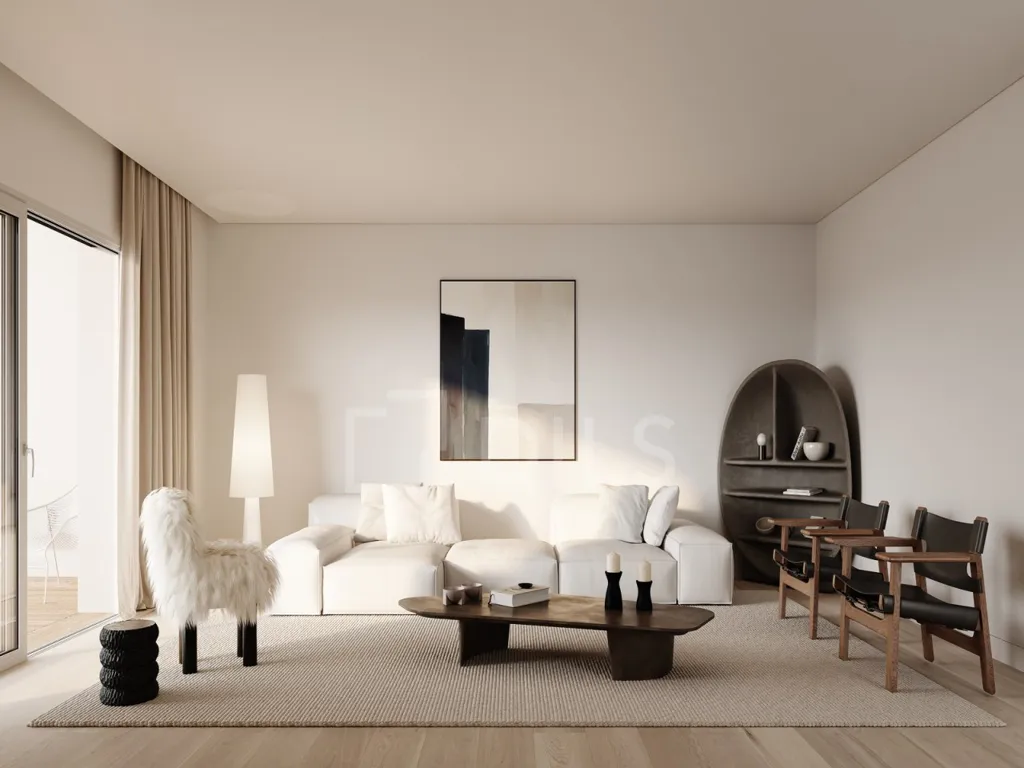 Living Room - Contemporary Apartment with Balcony in Carcavelos