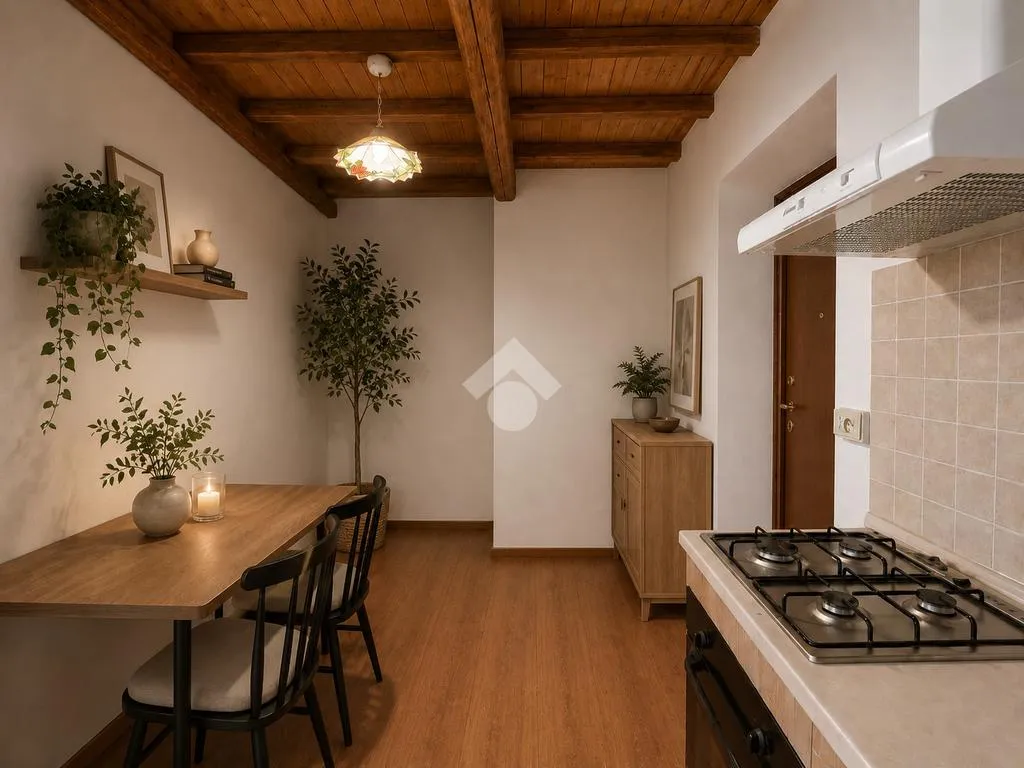 Cucina - Historic Apartments with Piazza View in Bagnaia
