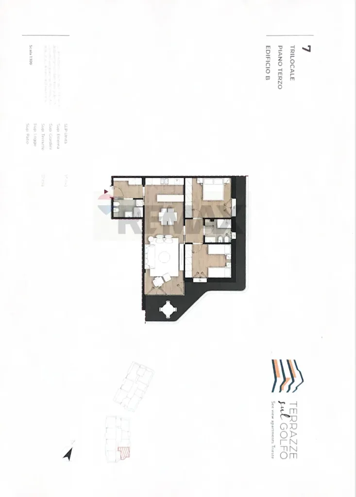 Planimetria - Modern Triplex with Terraces in Trieste