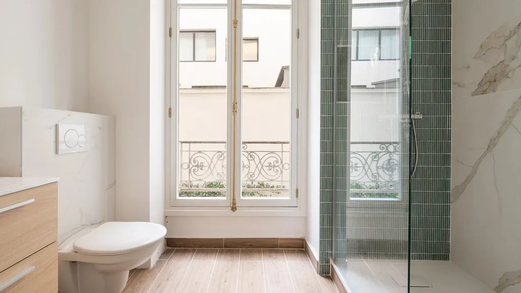 Salles de bain - Appartement de 5 Pièces avec Cour Arborée à Paris 75017
