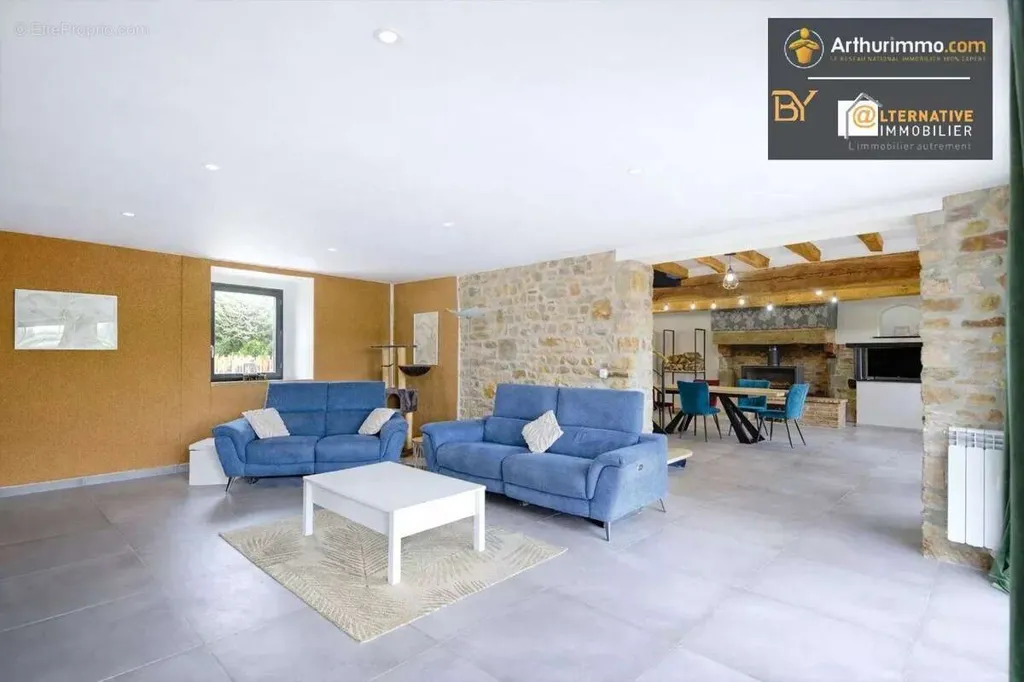 Living Room - Renovated Longère with Pool in Vignoc