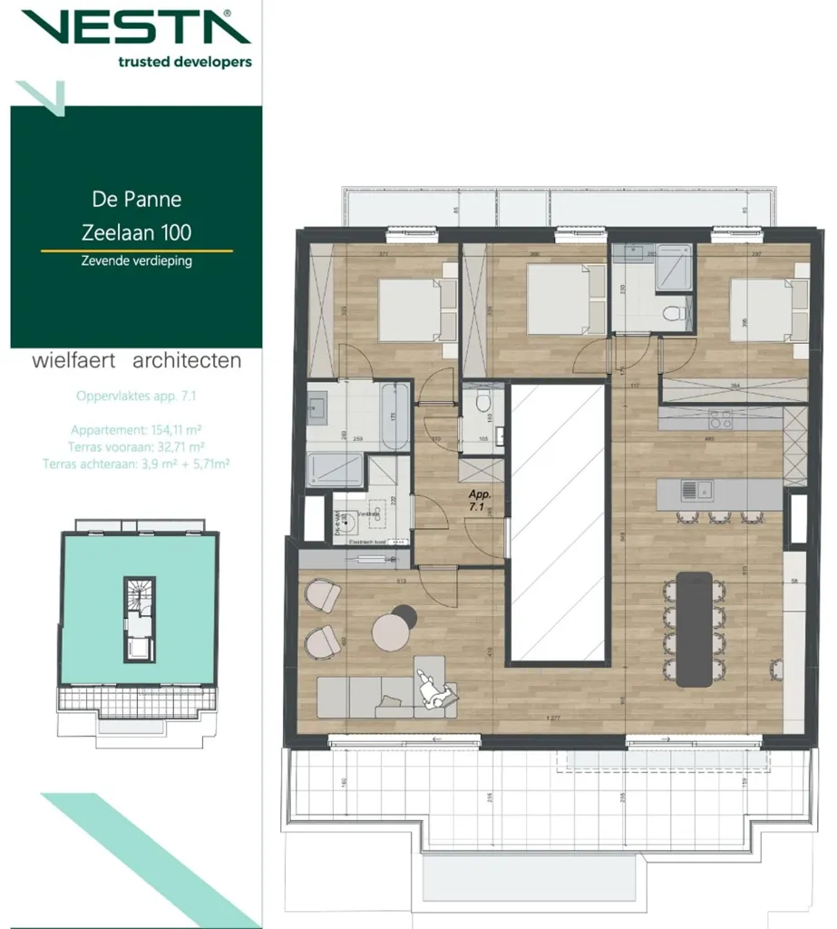 Plan - Appartement Moderne avec Terrasse à De Panne