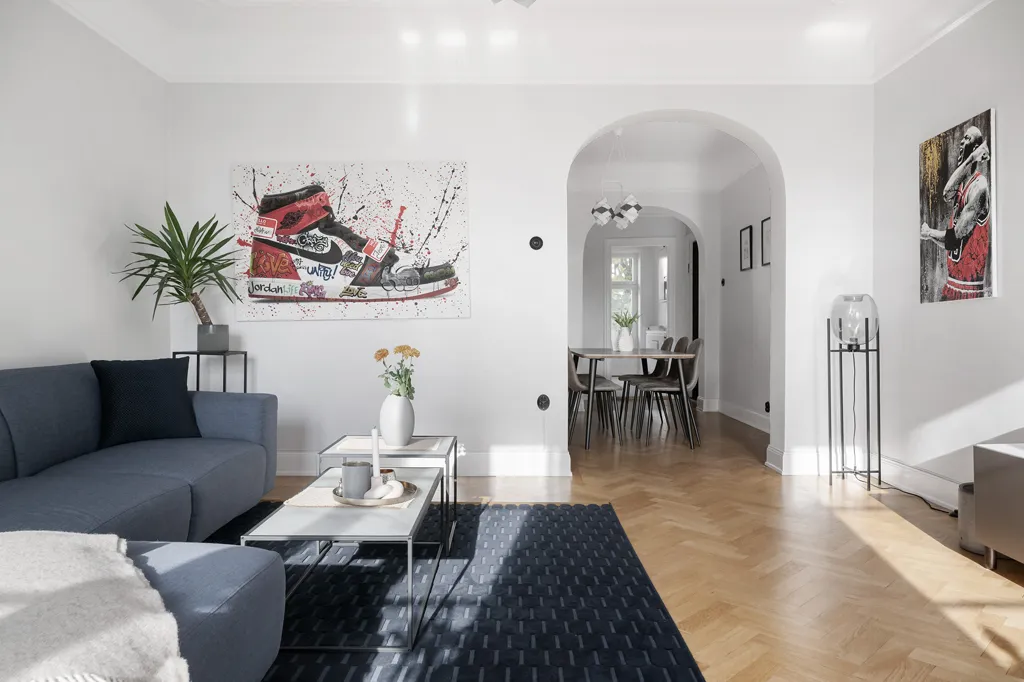 Living Room - 1920s Character Flat with Courtyard Balcony in Ribersborg