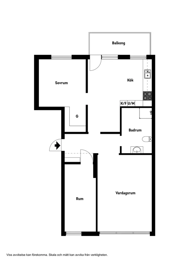 Plan - Renovated Flat with Balcony in Kristinehamn