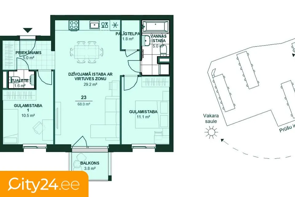 Plan - Modern Apartment with Balcony in Ķengarags, Riga