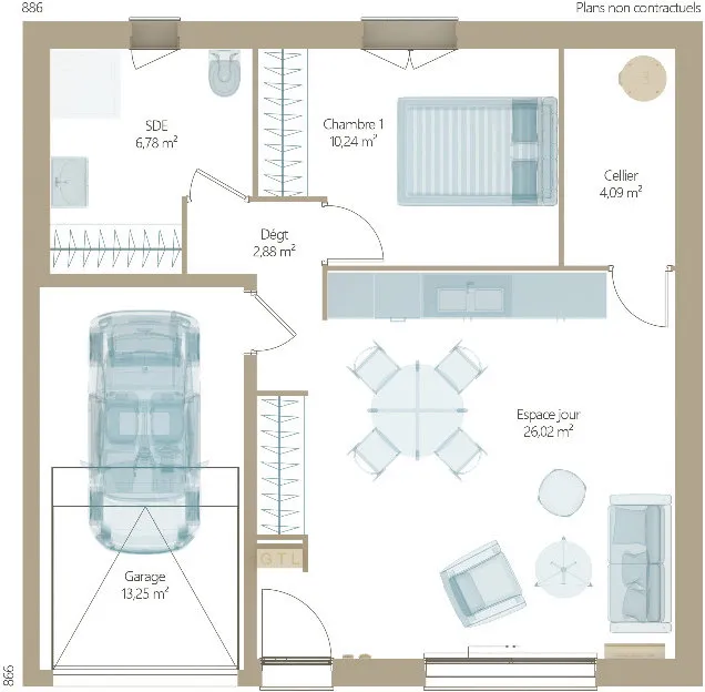 Maison 3 pièces à Drain