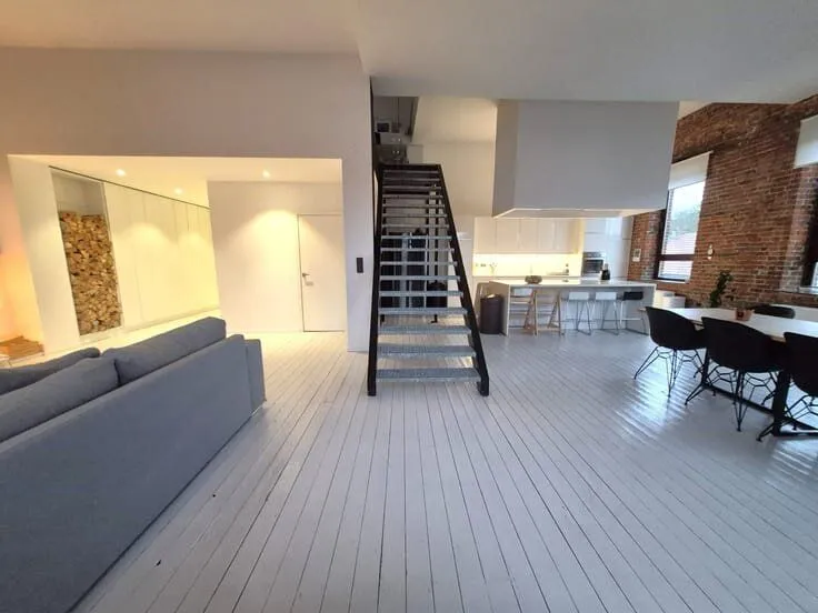 Living Room - Bright Duplex with Fireplace in Bousval