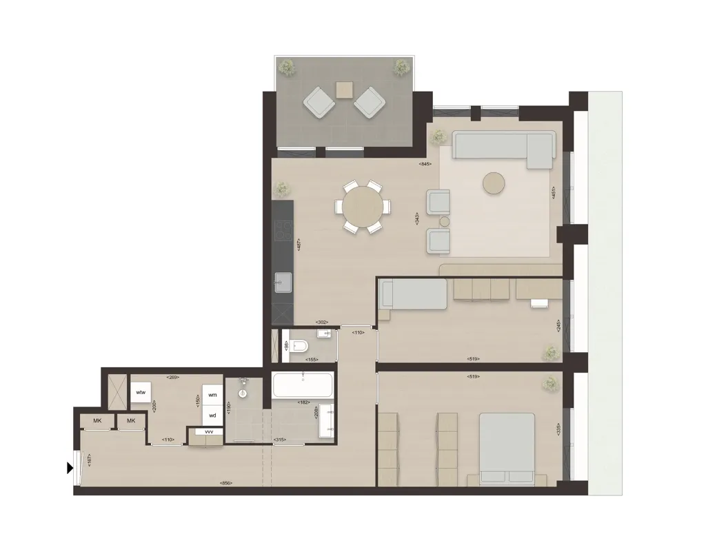 Plan - Parkview Apartment with Terrace in Utrecht