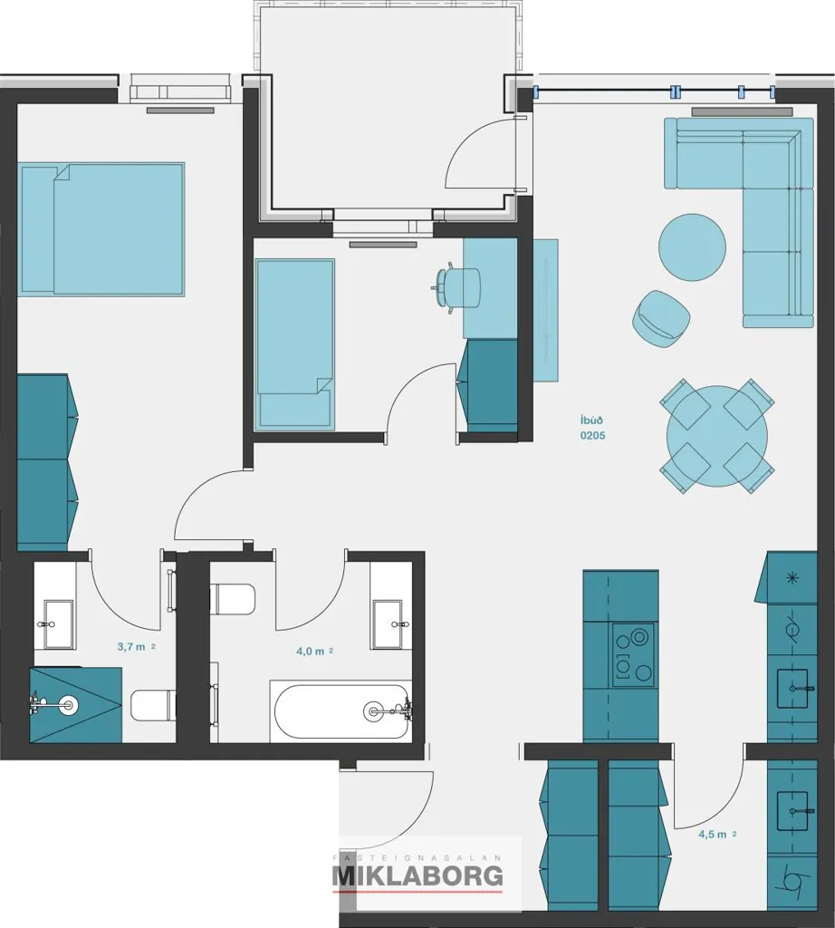 Plaan - New Flat with Car Space in Hafnarbraut
