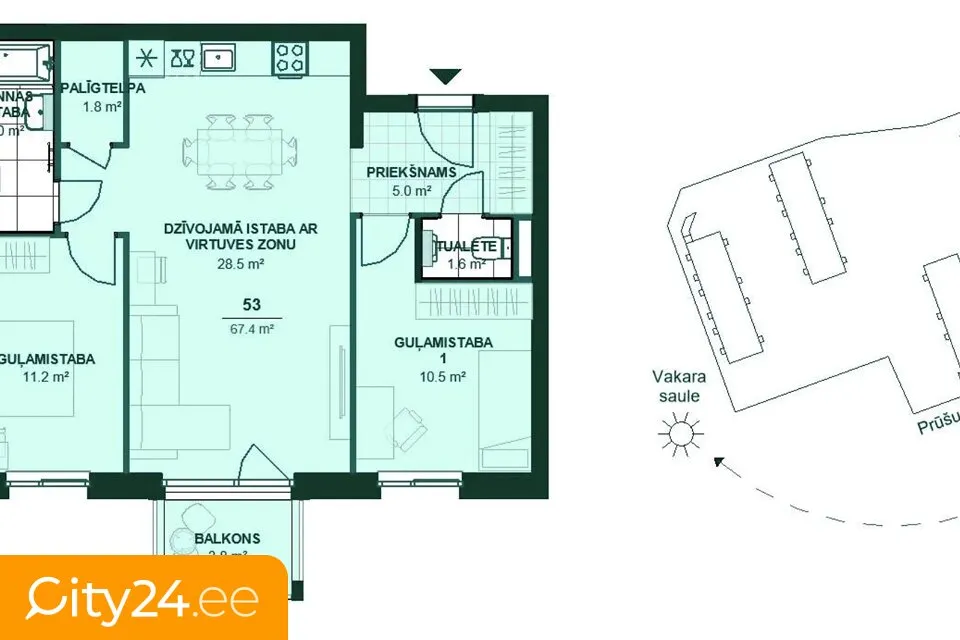 Plan - Modern Apartment with Balcony in Ķengarags, Riga