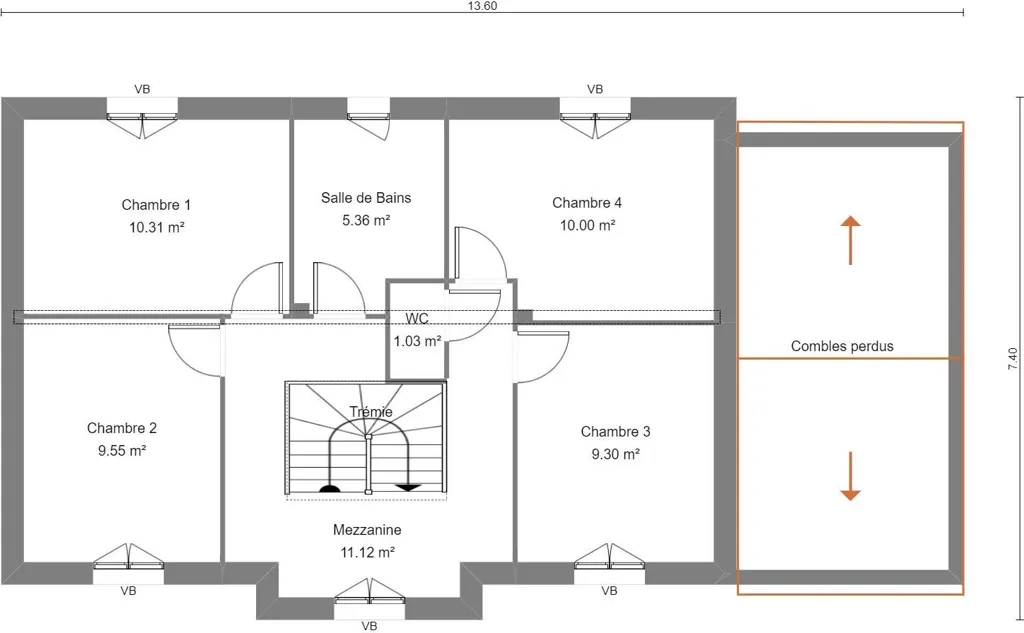 Plan - Maison Neuve avec 4 Chambres à Pontoise