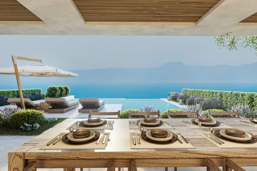 Terrace - Luxury Villa with Private Pool in Hanioti