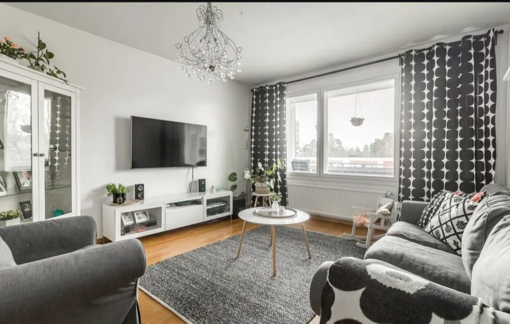 Living Room - Apartment with Balcony and Sauna in Paimio