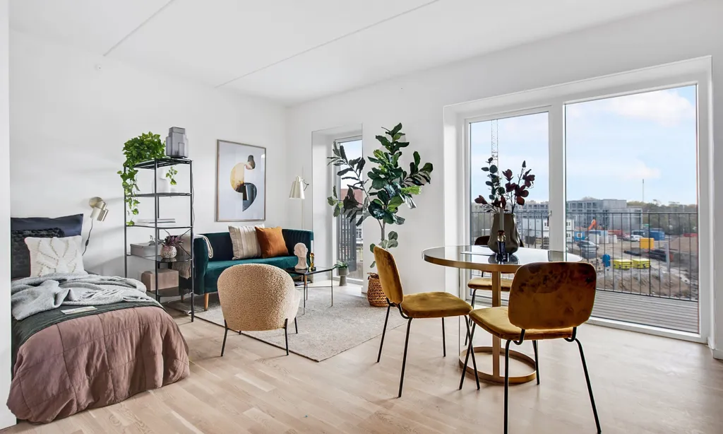Living Room - 1-Bedroom Apartment with Elevator in Skovlunde
