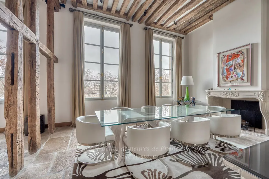 Dining Room - Period Charm Triplex with Seine View in Paris 5th