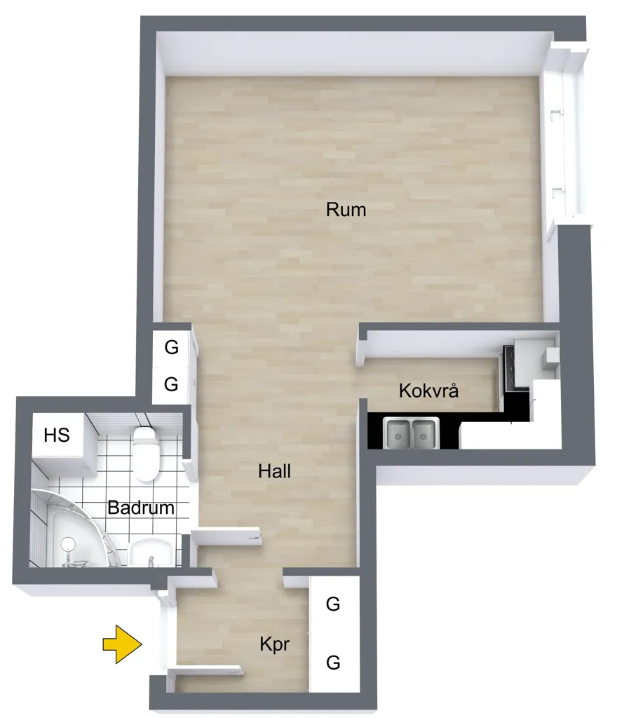 Plaan - 1st Floor Apartment with Garden View in Central Uppsala
