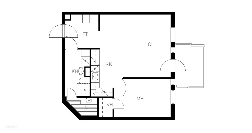 Planimetria - Sauna-Fitted Flat in South Haaga, Helsinki