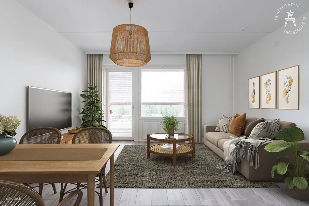 Living Room - Modern Flat with Balcony in Keimola, Vantaa