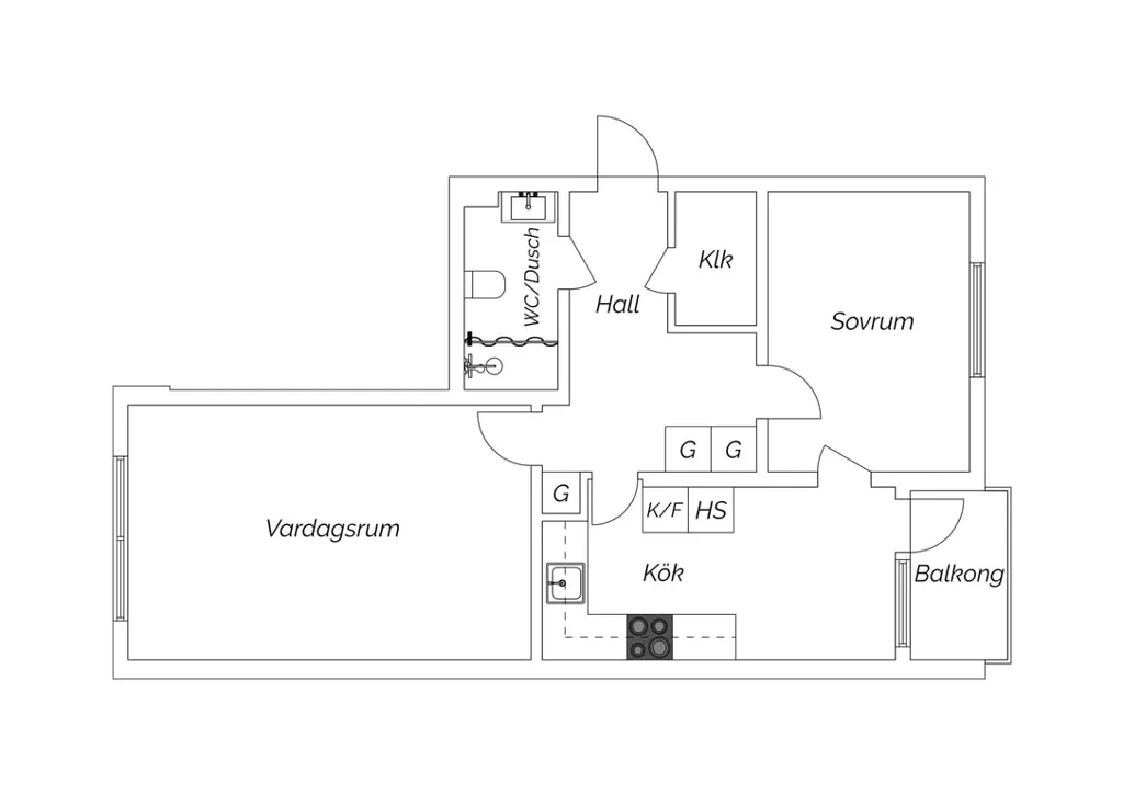 Plan - Spacious Two-Bedroom with Balcony in Molkom