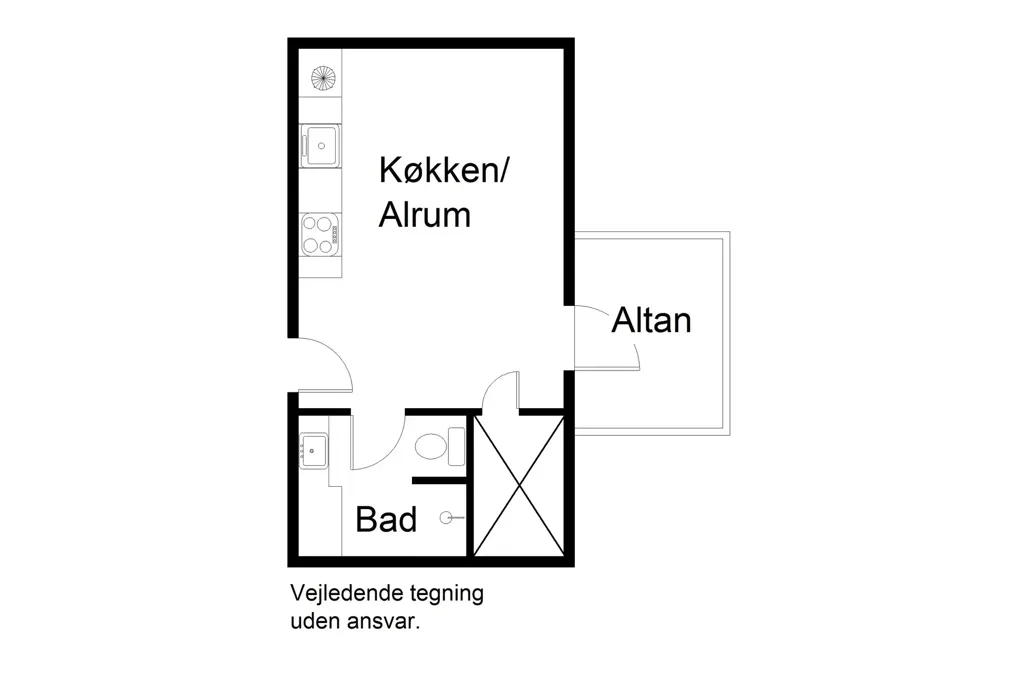 Plan - 1-Bedroom Flat with Balcony in Aarhus N