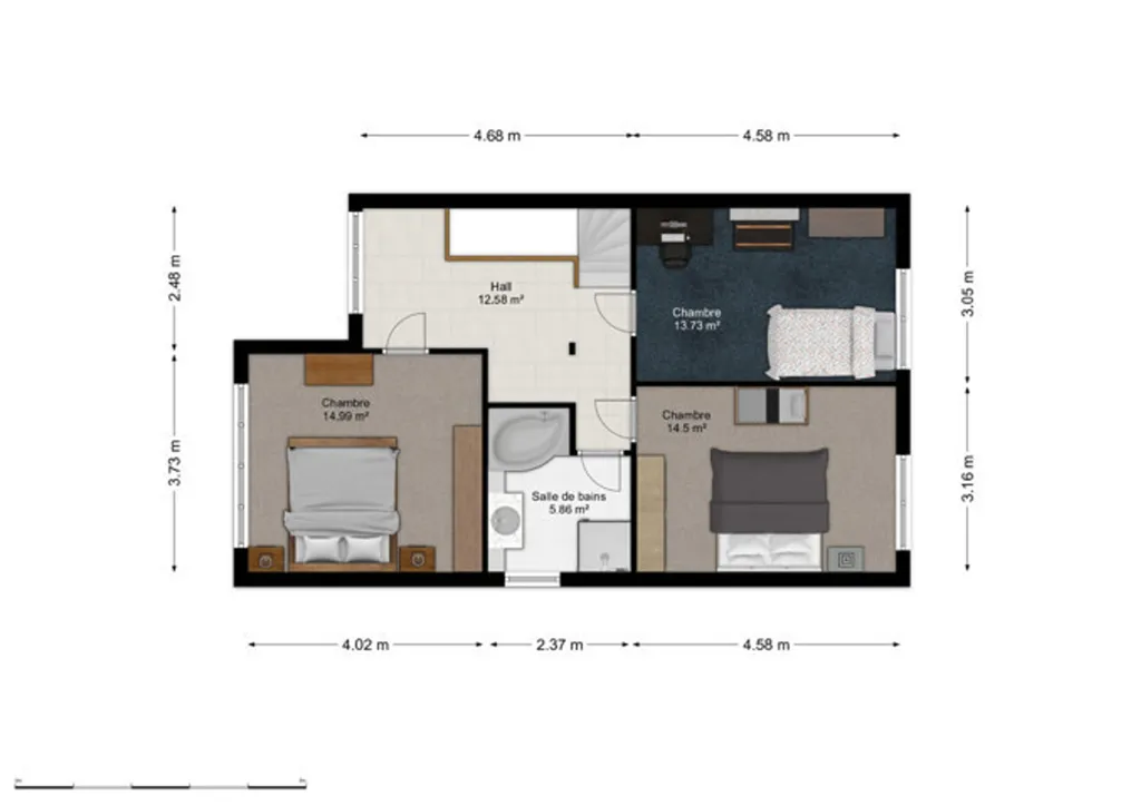 Plan - Maison d'Architecte avec Terrasse à Châtelet