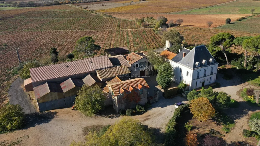 Õhuvaade - Vineyard Estate with Pool near Agde