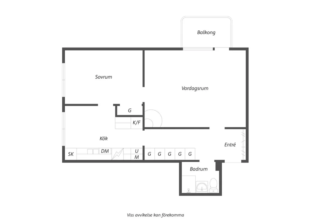 Plan - Two-bedroom Apartment with Balcony in Trollskogen