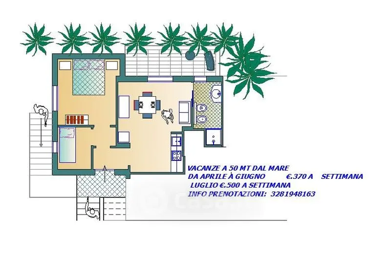 Plan - Rented Trilocale with Balcony in Sciacca
