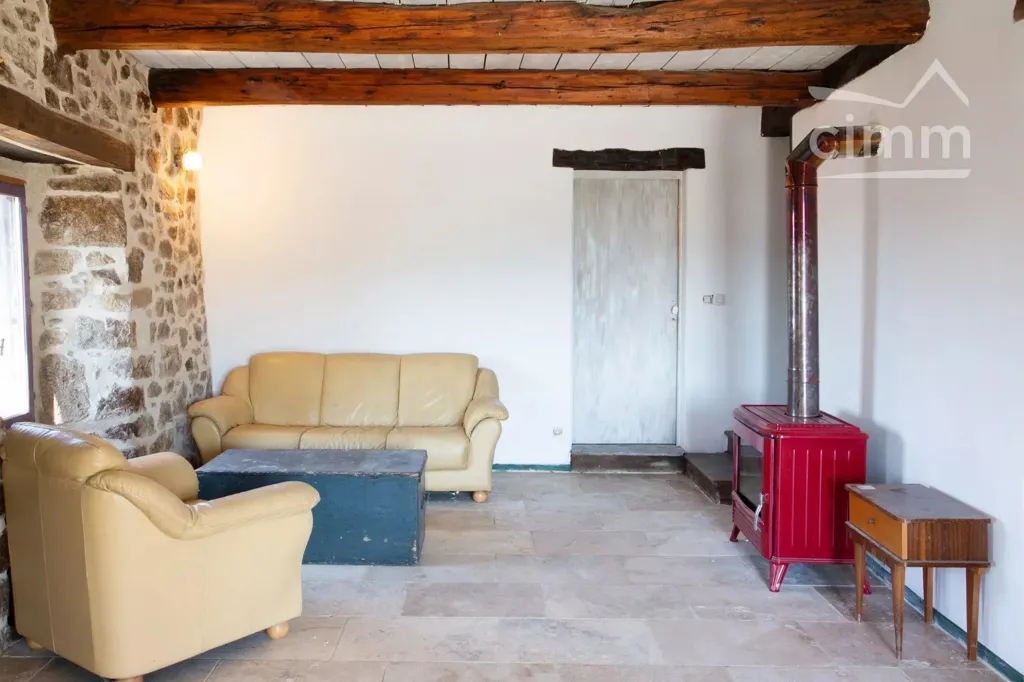 Séjour - Maison en pierre avec vue panoramique à Saint-Andéol-de-Vals