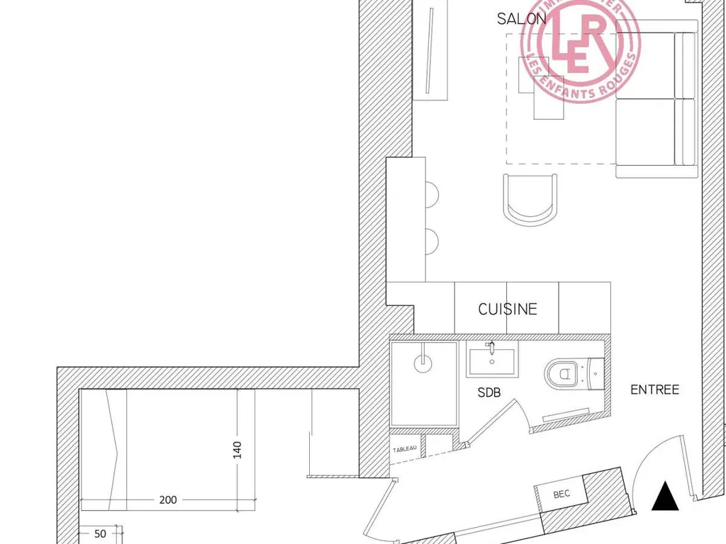 Plan - Appartement rénové avec vue sur les toits à Paris 6e