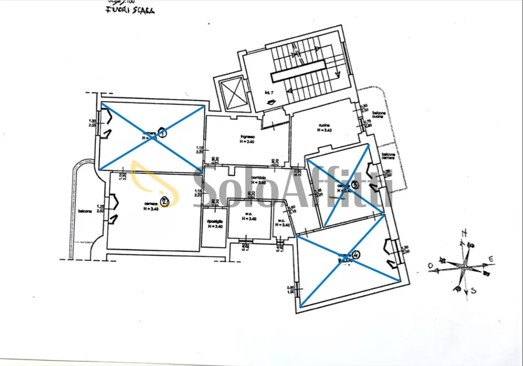 Plan - Studio in Shared Apartment with Balcony in Via Diaz