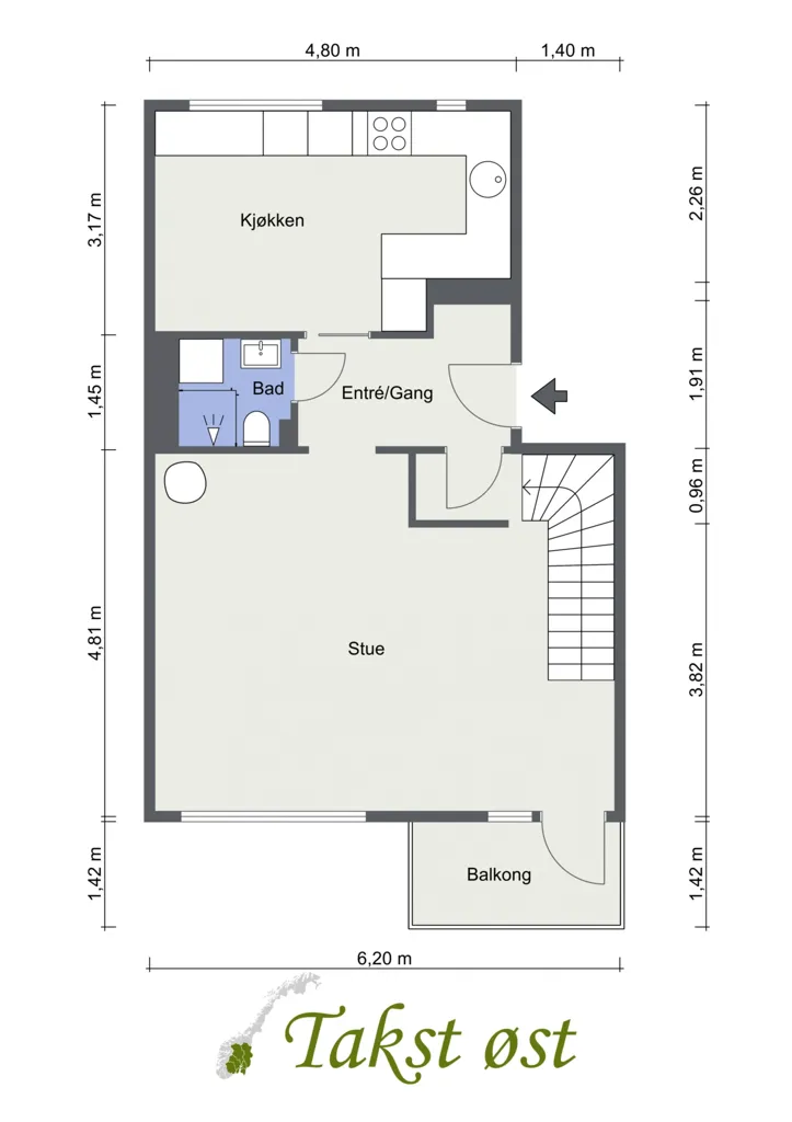 Plan - Loft Apartment with Balcony in Rodeløkka