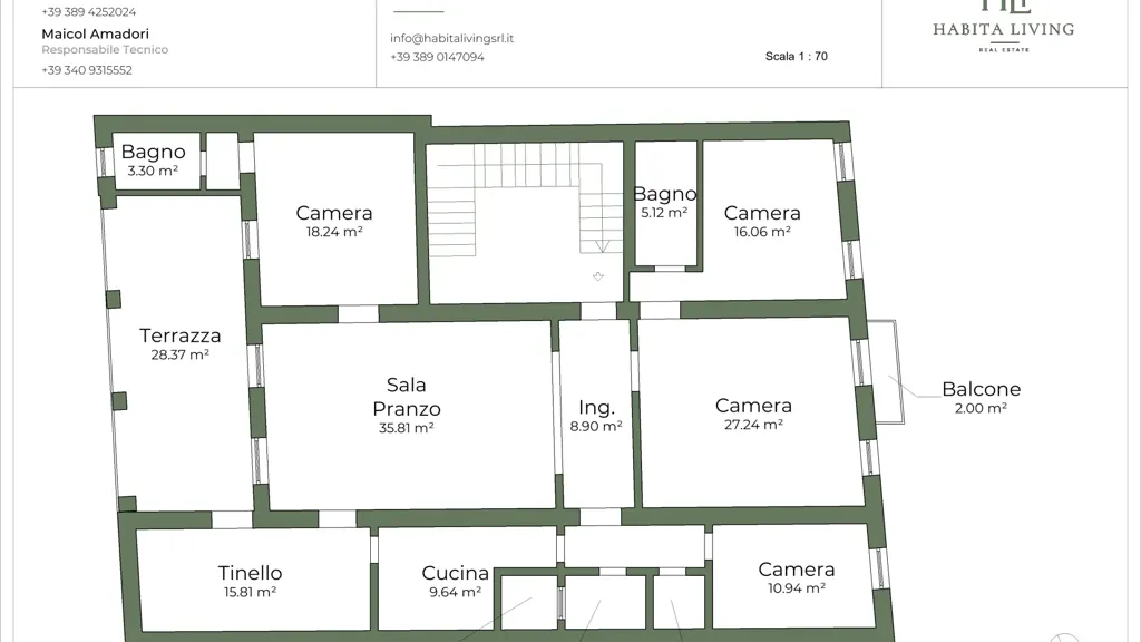 Plan - Historic Attico with Panoramic Terrace in Forlì