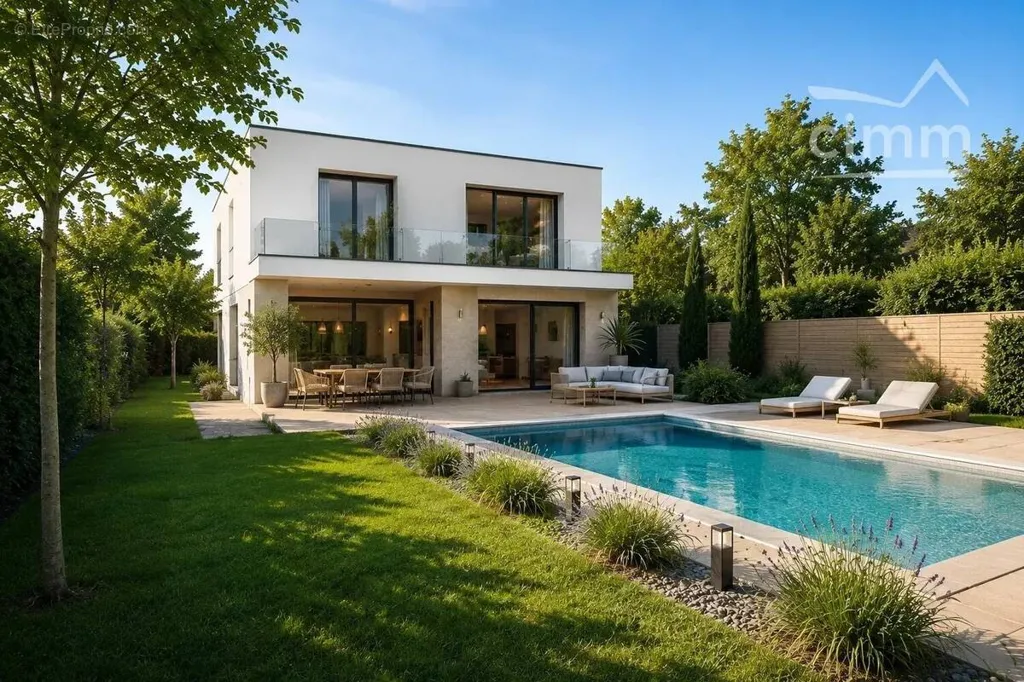 Piscina - Contemporary Villa Plot with Pool near Lyon