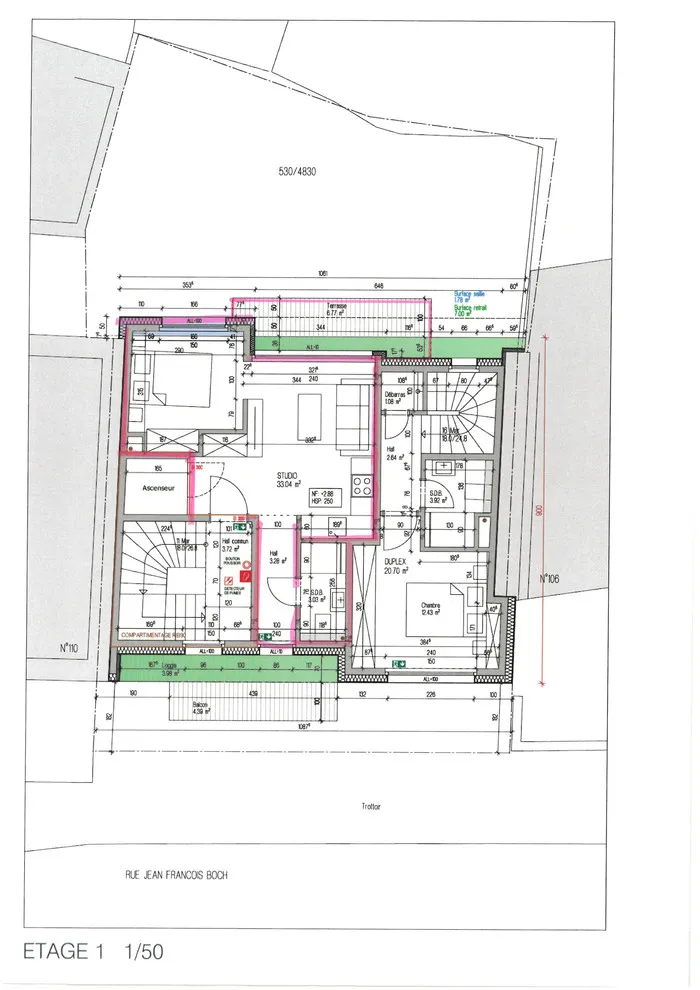 Plan - Studio avec Terrasse à Luxembourg-Rollingergrund